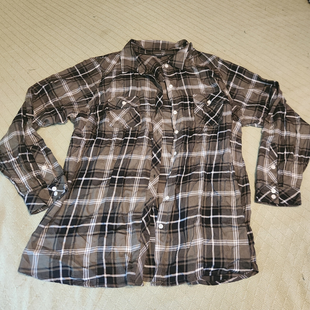 Torrid Green and Gray Button Down Shirt
